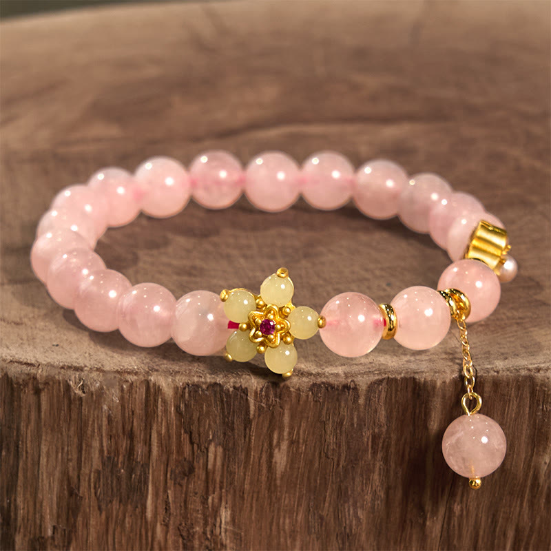 14 cm großes Wärmearmband mit rosa Citrin-Blume
