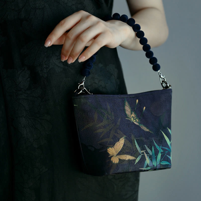 14 cm große Umhängetasche mit spiritueller Metallkette und Schmetterlingsdesign