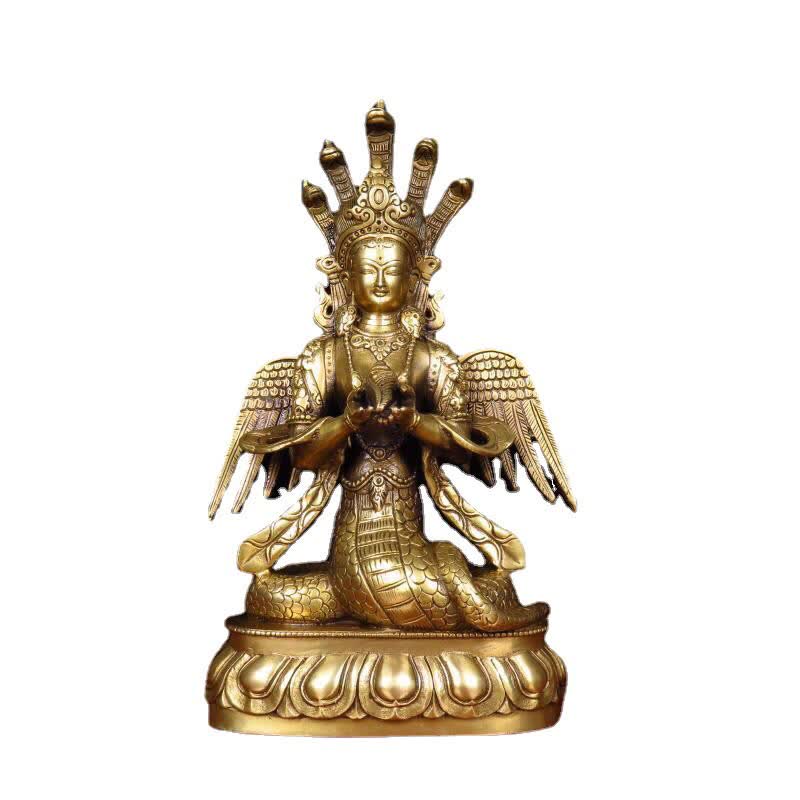 14 Zoll Kupfer Bodhisattva Nuwa Schutzstatue