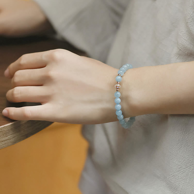 14 Karat vergoldetes Aquamarin-Heilarmband für Gelassenheit