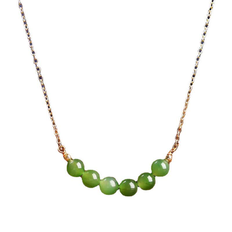 14 Karat vergoldeter Hetian Cyan Jade Glücksbringer-Halskettenanhänger