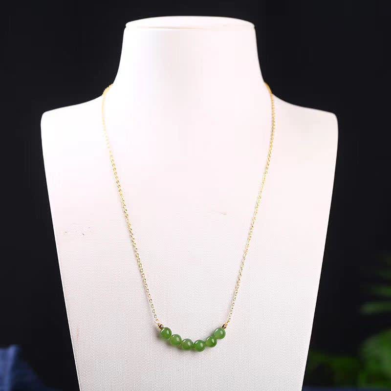 14 Karat vergoldeter Hetian Cyan Jade Glücksbringer-Halskettenanhänger