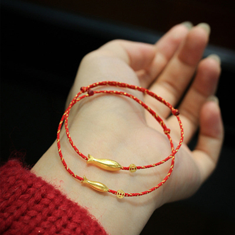 14 Karat vergoldetes Koi-Fisch-Glücks- und Reichtums-Geflochtenes Armband