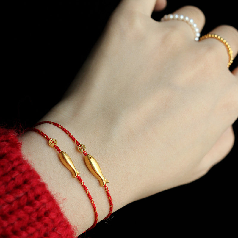 14 Karat vergoldetes Koi-Fisch-Glücks- und Reichtums-Geflochtenes Armband