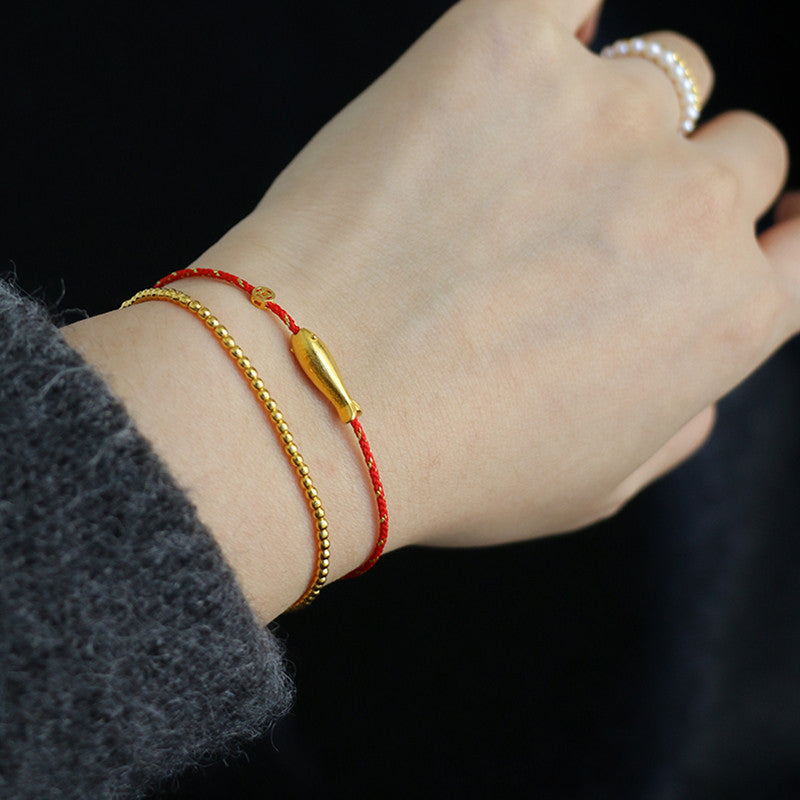 14 Karat vergoldetes Koi-Fisch-Glücks- und Reichtums-Geflochtenes Armband