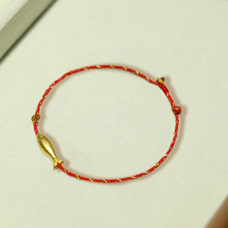 14 Karat vergoldetes Koi-Fisch-Glücks- und Reichtums-Geflochtenes Armband