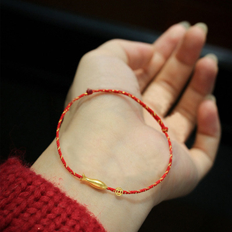 14 Karat vergoldetes Koi-Fisch-Glücks- und Reichtums-Geflochtenes Armband