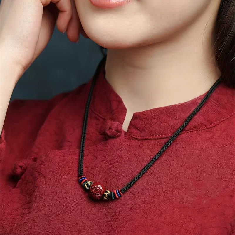 14 mm Zinnober-Halskettenanhänger mit chinesischem Sternzeichen