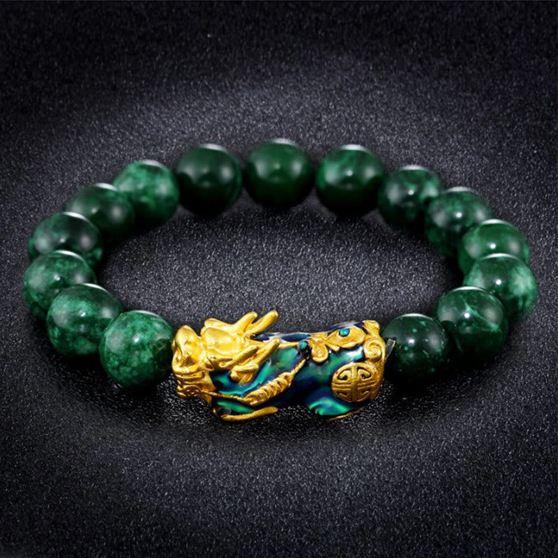 14 mm Cyan Jade PiXiu Schutzarmband für Reichtum