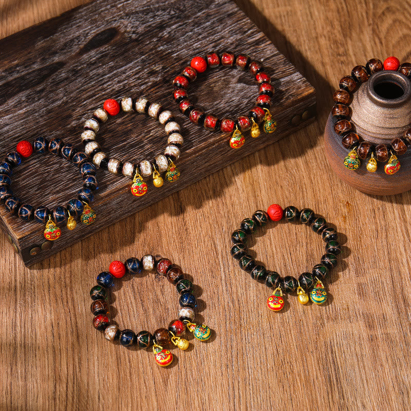 14 mm mehrfarbiges Zinnoberarmband für Reichtum und Segen