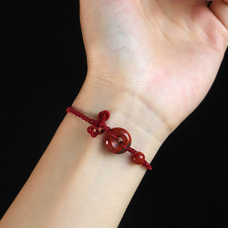 14 mm Rosenquarz-Armband mit positivem Glückssymbol und Peace-Schnalle