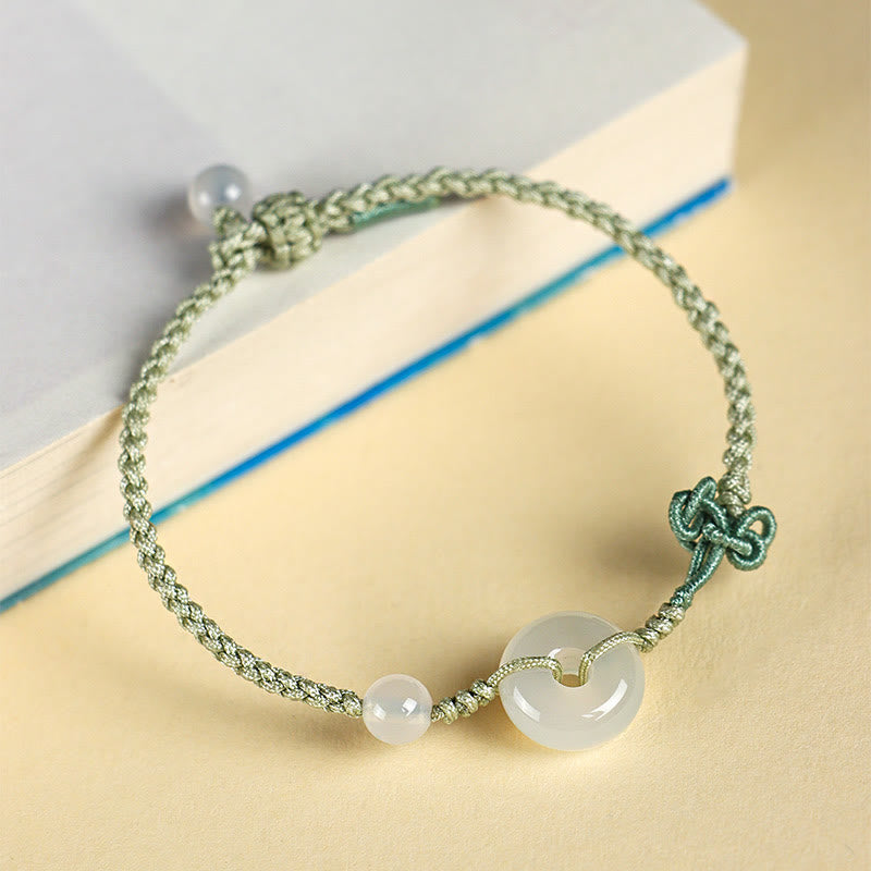 14 mm Rosenquarz-Armband mit positivem Glückssymbol und Peace-Schnalle
