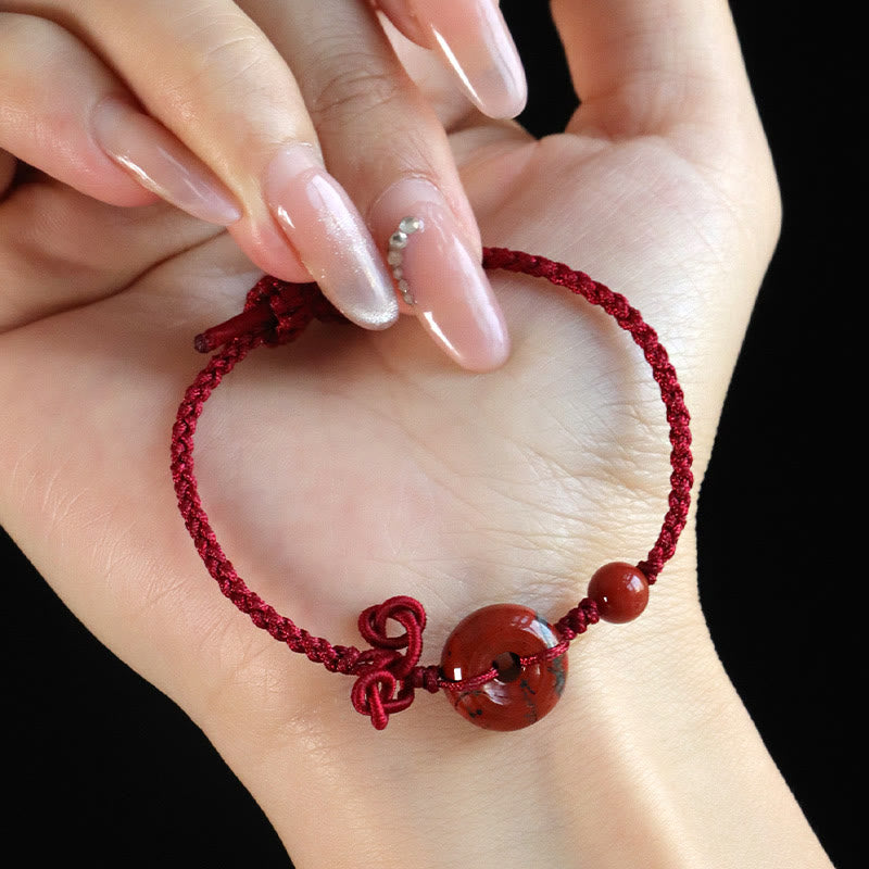 14 mm Rosenquarz-Armband mit positivem Glückssymbol und Peace-Schnalle