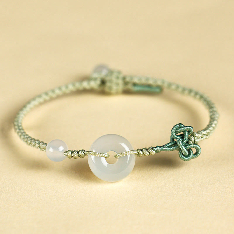 14 mm Rosenquarz-Armband mit positivem Glückssymbol und Peace-Schnalle