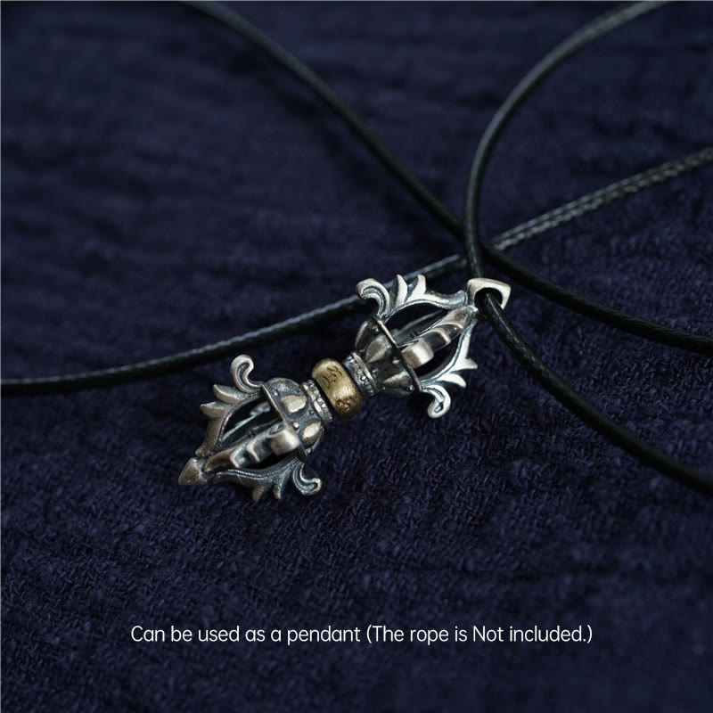 14 mm Sterling Silber Om Mani Padme Hum Vajra Anhänger für Stärke