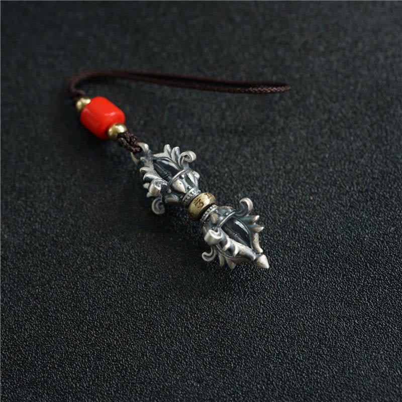14 mm Sterling Silber Om Mani Padme Hum Vajra Anhänger für Stärke