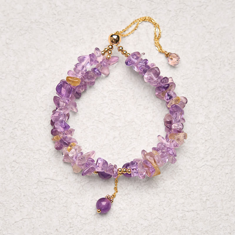15–16 cm großes doppellagiges Meditationsarmband mit Amethyst und Citrin