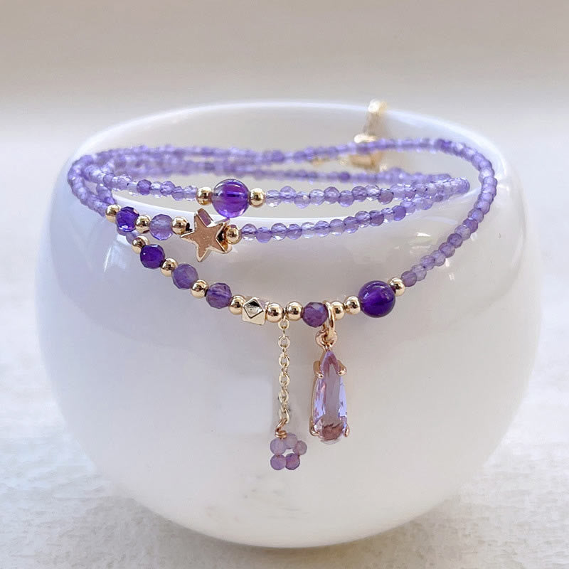 15–16 cm Amethyst-Meditationsarmband mit dreifacher Wicklung