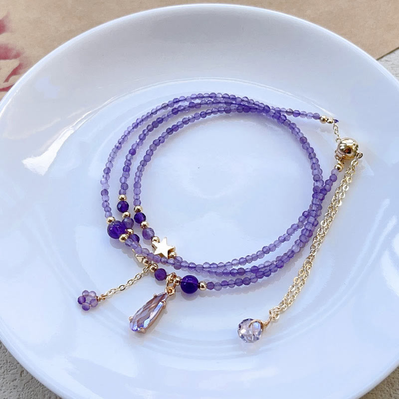 15–16 cm Amethyst-Meditationsarmband mit dreifacher Wicklung