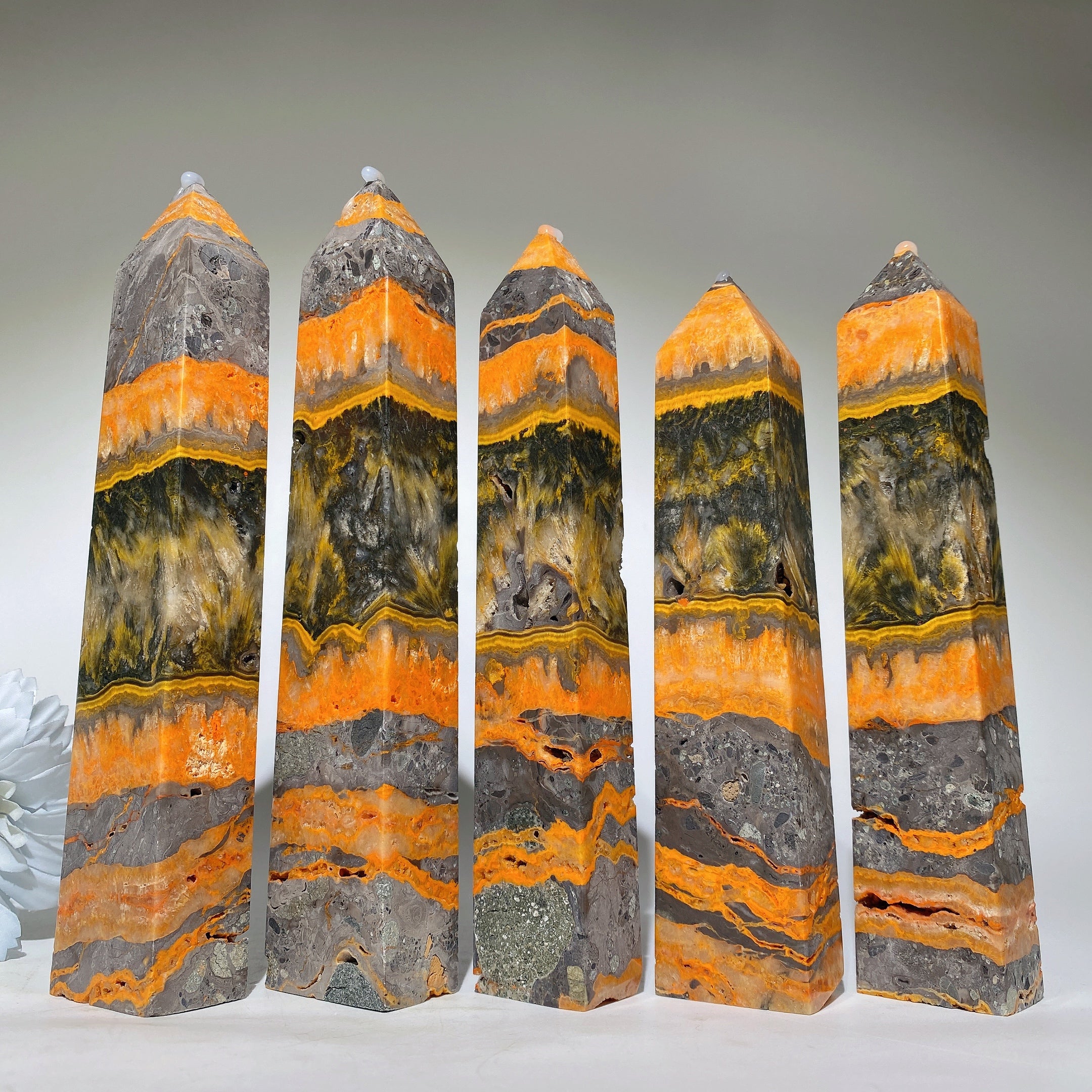 15-18cm Bumblebee Jasper Healing Crystal Tower