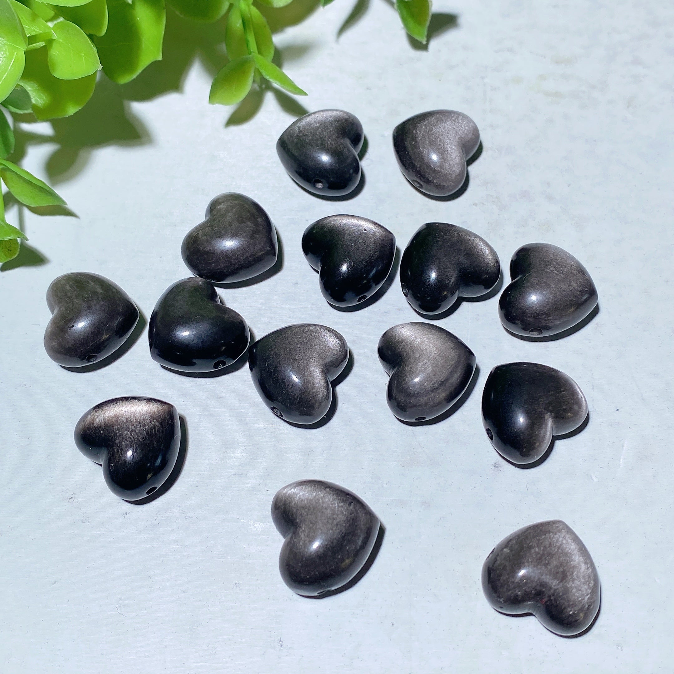 15-20mm Silver Obsidian Drilled Crystal Shapes for Jewelry