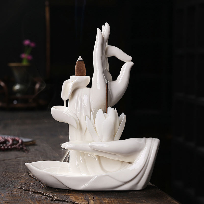 Handcrafted Purple Clay Lotus Ceramic Incense Burner