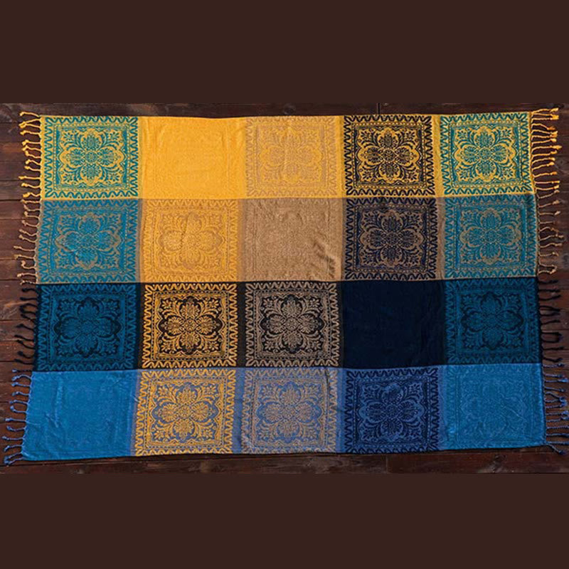 150x190cm Tibetische Decke Bunte Blume Muster Gemütliche Werfen