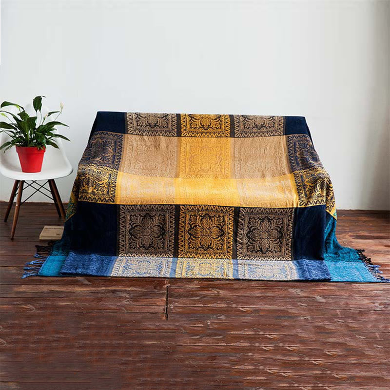 150x190cm Tibetische Decke Bunte Blume Muster Gemütliche Werfen
