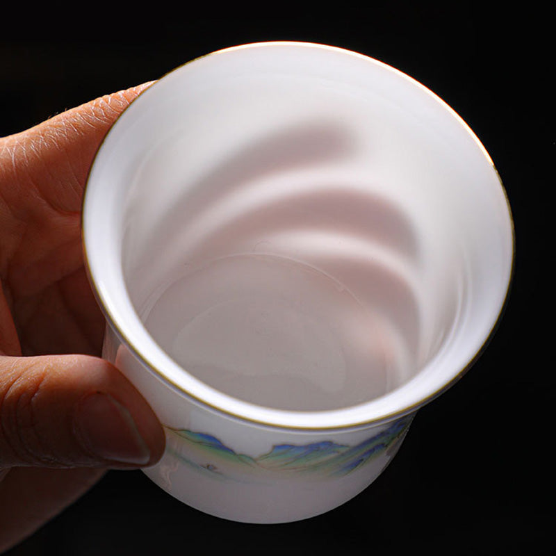 120 ml Keramik-Teetasse | Berge, Flüsse, Bäume, Eleganz