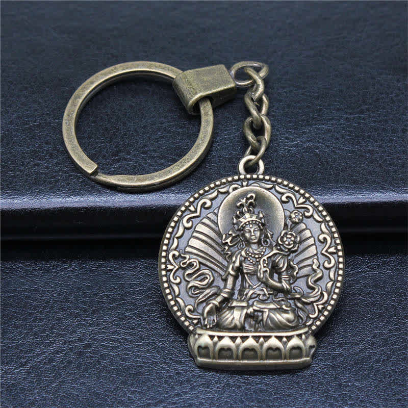 Compassion Serenity Buddha Keychain in Bronze or Silver Alloy