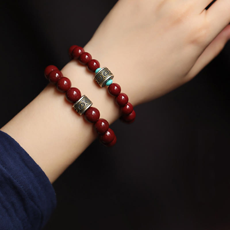 10mm Chinese Zodiac Cinnabar Silver Calm Bracelet