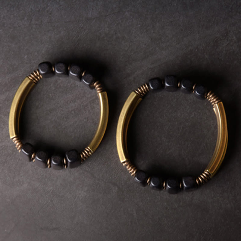 Ebony Wood Copper Double Layer Spiritual Bracelet Balance