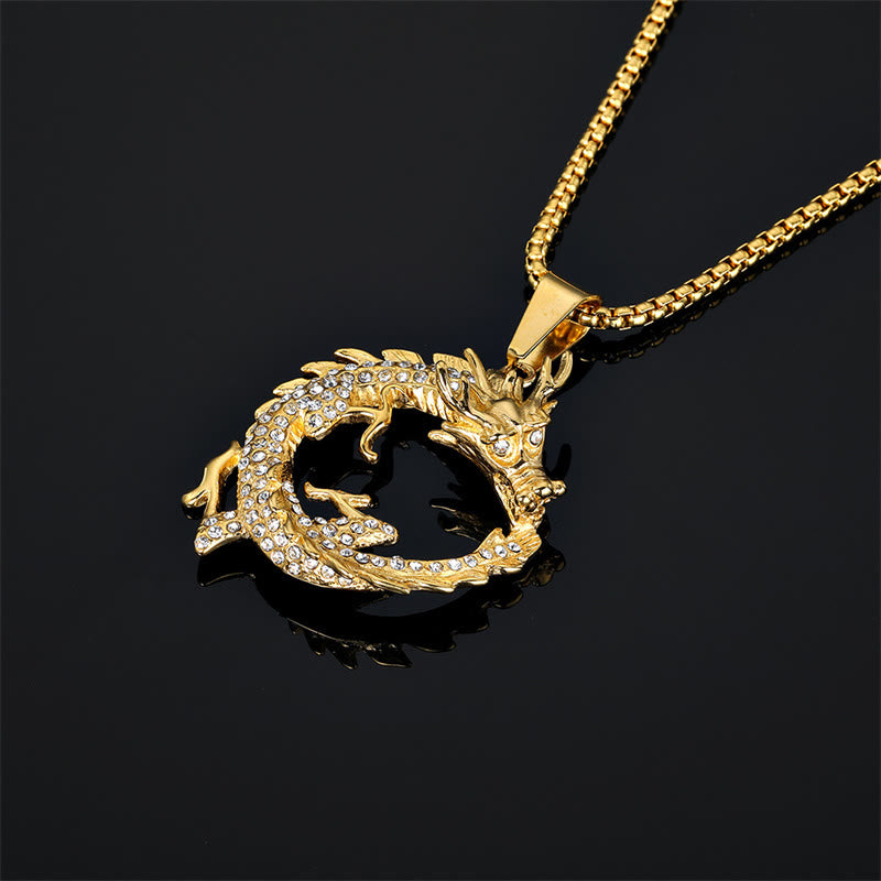 Dragon Necklace Titanium Steel Pendant for Success & Protection