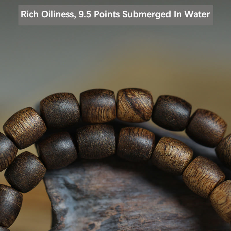15 cm großes spirituelles Armband aus Adlerholz und 999 Gold, doppelt gewickelt