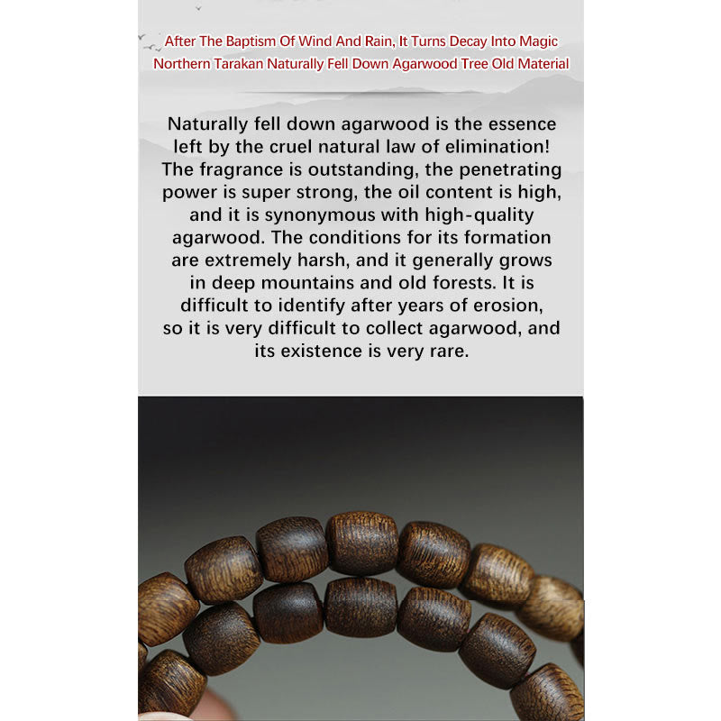 15 cm großes spirituelles Armband aus Adlerholz und 999 Gold, doppelt gewickelt