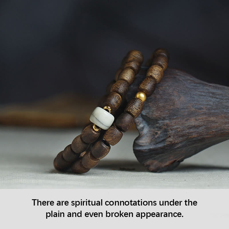 15 cm großes spirituelles Armband aus Adlerholz und 999 Gold, doppelt gewickelt