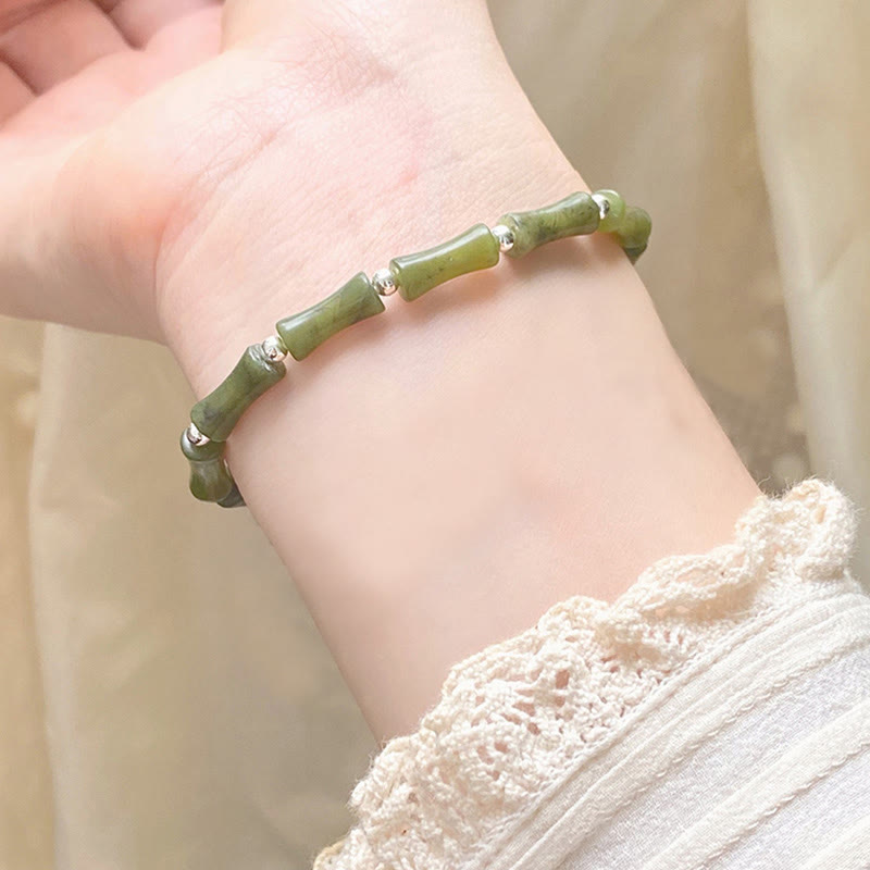 15 cm großes Jade-Armband mit Glückskatze und Fu-Charakter