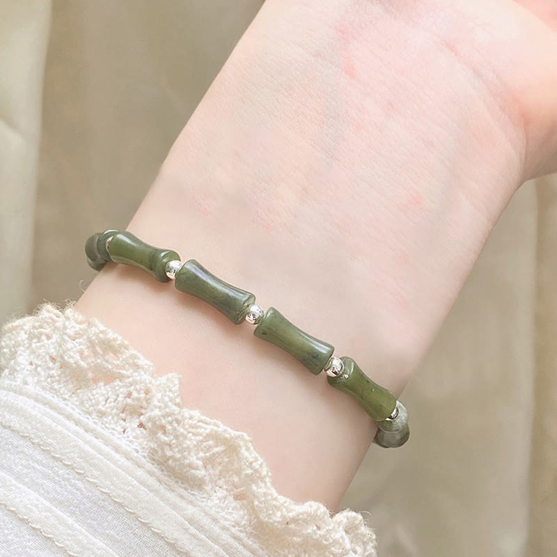 15 cm großes Jade-Armband mit Glückskatze und Fu-Charakter