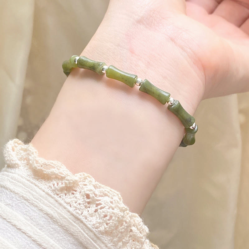 15 cm großes Jade-Armband mit Glückskatze und Fu-Charakter