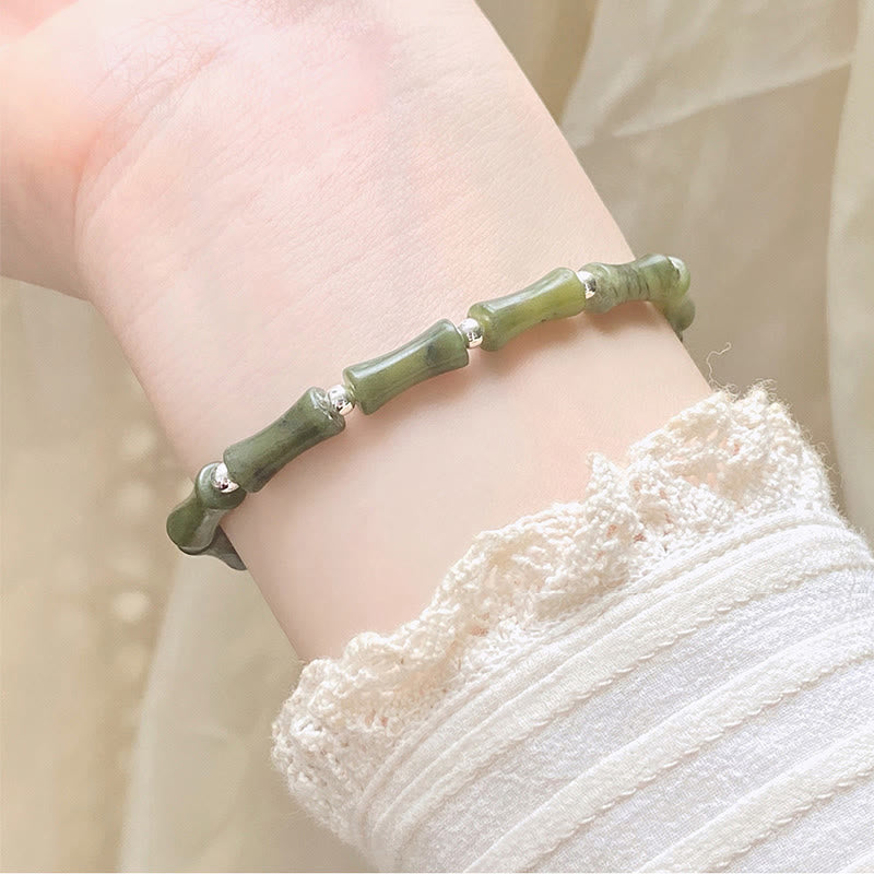 15 cm großes Jade-Armband mit Glückskatze und Fu-Charakter
