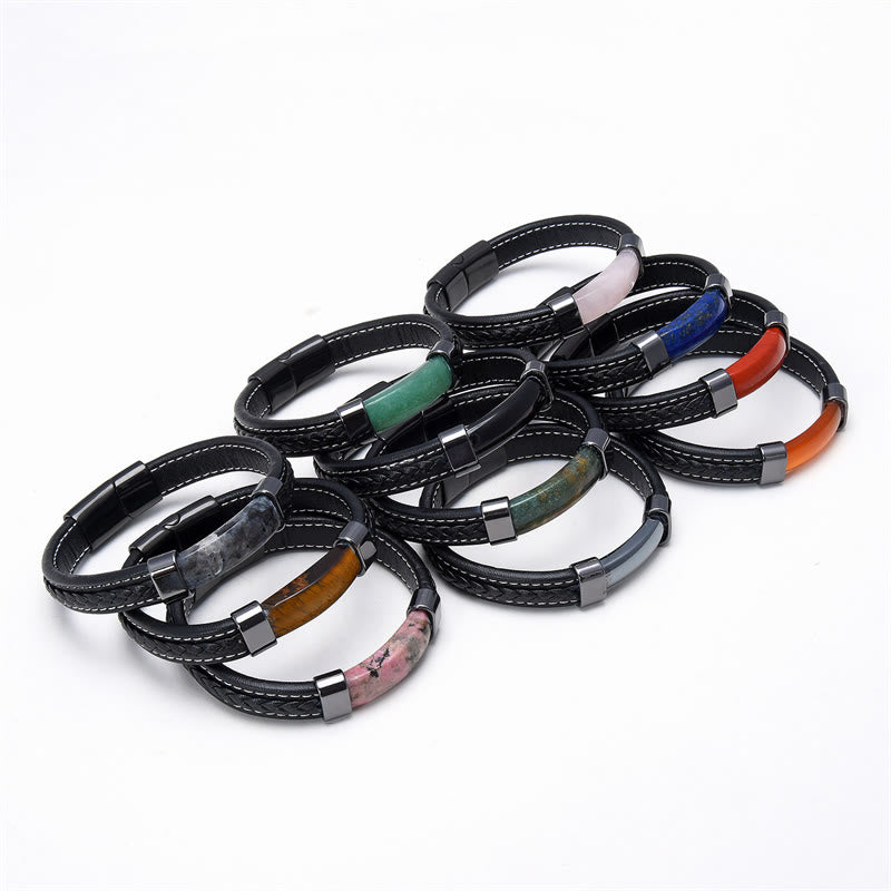 16–18 cm großes Tigerauge-Leder-Balance-Armband