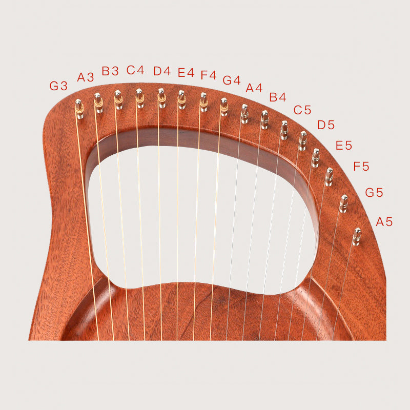 16-saitige Mahagoni-Lyrharfe, elektrisches Instrument