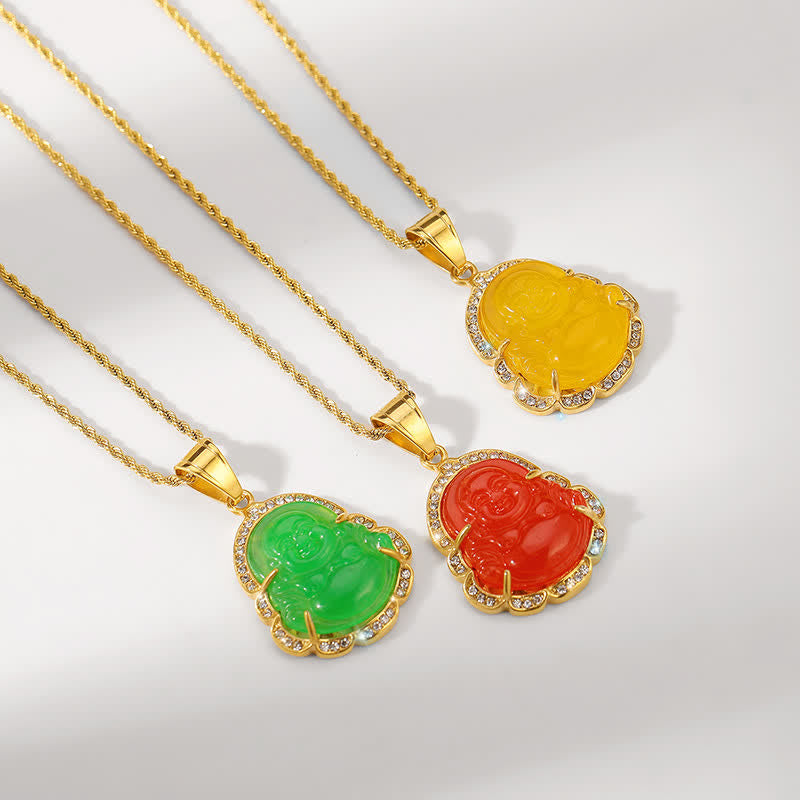 Lachender Buddha Feng Shui Jade Wohlstandskette