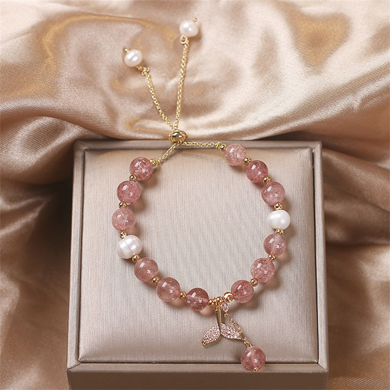 Strawberry Quartz Rutilated Quartz Healing Bracelet 8mm Beads