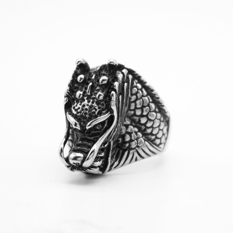 Dragon Balance Titanium Steel Ring for Mental Clarity