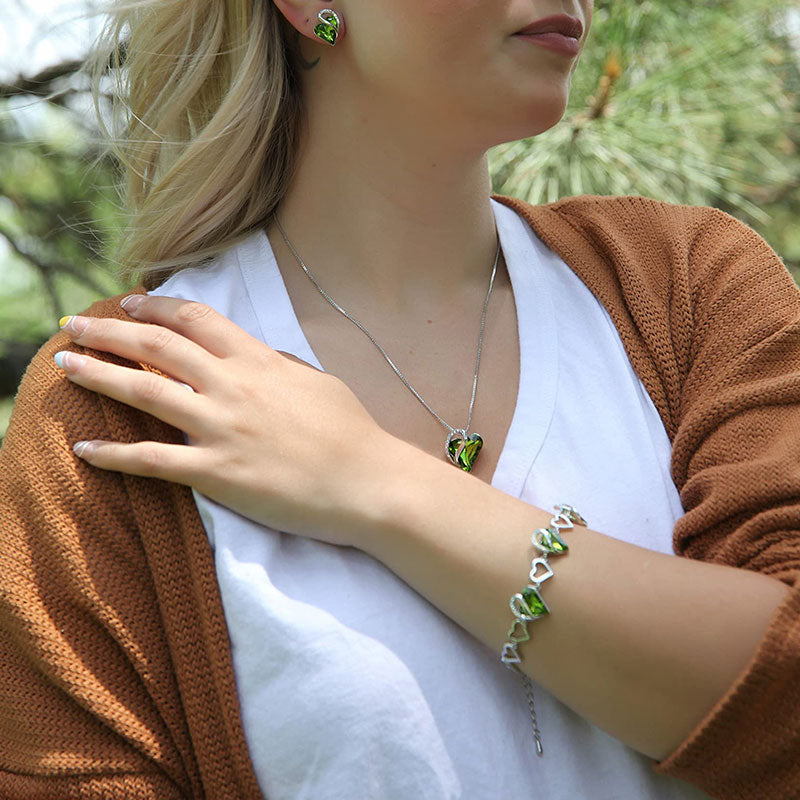 Halskette mit Geburtsstein-Anhänger „Love Heart“ und heilender Energie