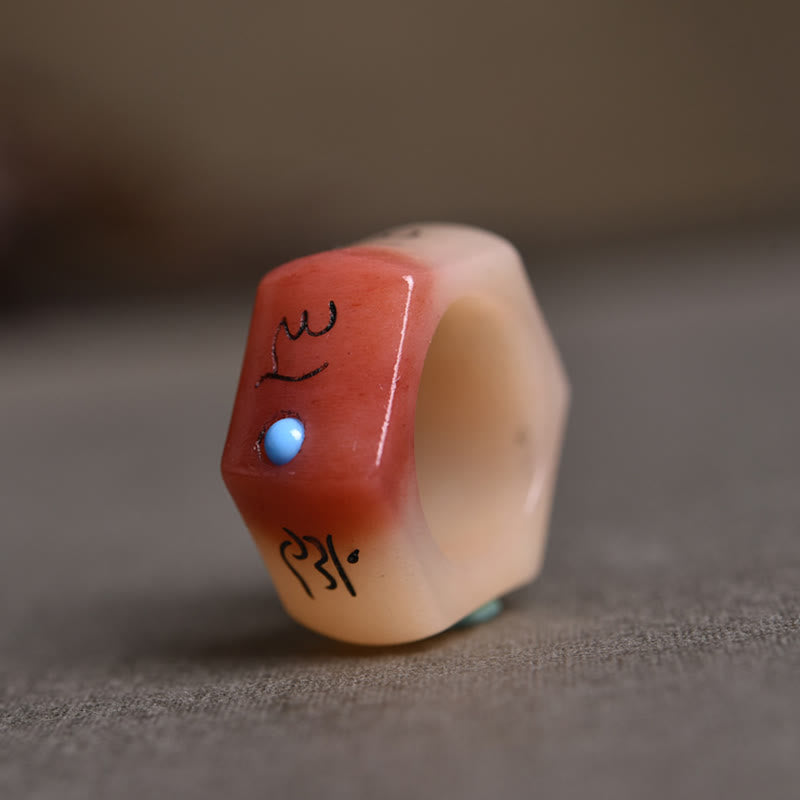 16mm Kamelknochen Om Mani Padme Hum Mantra Ring Unisex