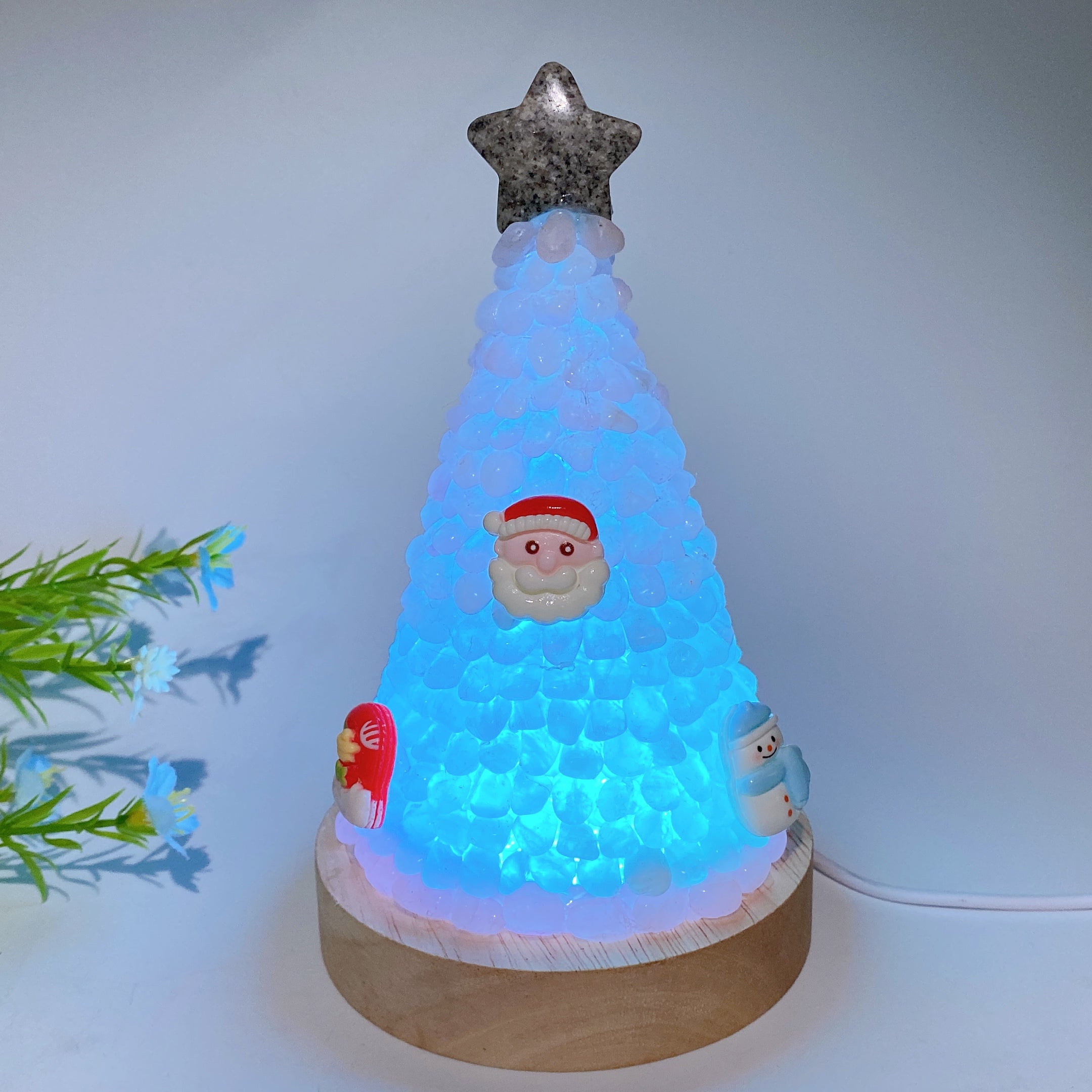 17.5cm Crystal Chips Christmas Tree Lamp for Healing