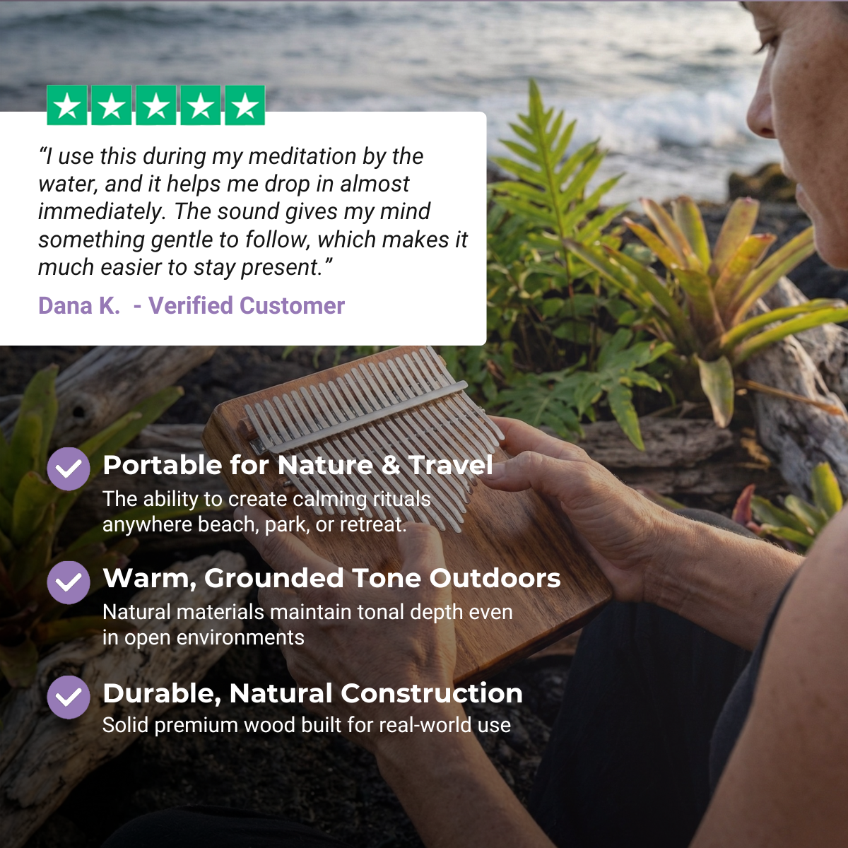 Kalimba-Daumenklavier mit 17 Tasten und rundem Loch 