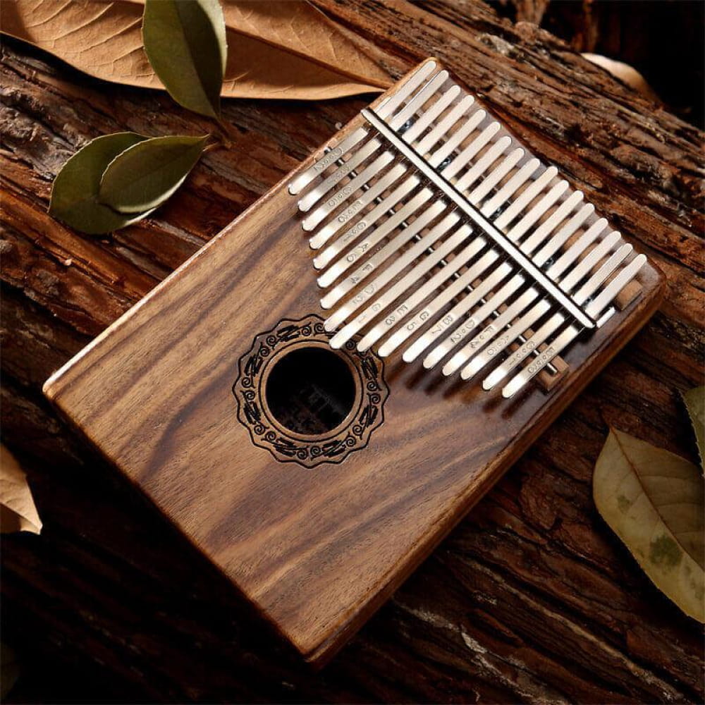 17 Key Acacia Kalimba Thumb Piano with Round Hole - 17 Keys / Acacia / Ore Metal Piano Keyboard